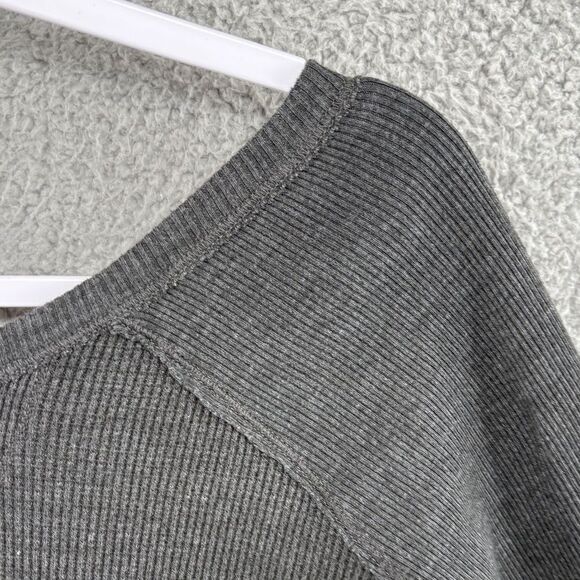 Aritzia TNA Size Large Alder Thermal Waffle Knit Long Sleeve Gray Relaxed Fit - Picture 6 of 9